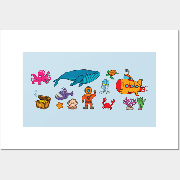 The wonderful life underwater deep sea creatures Wall Art by wordspotrayal